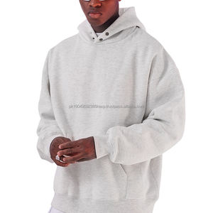 Nouveau sweat à capuche pour homme surdimensionné populaire, 2 boutons, sans cordon, tissu en polaire bouffant, 100% coton, broderie, streetwear, longueur régulière - Product Image 1