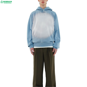 Manufacturer's <b>Plain</b> Cotton Pullover Hoodie Oversized Drop Shoulder Acid washed With Front Pocket Hoodies & <b>Sweatshirts</b> - Product Image 3