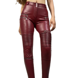 Pantalon en similicuir pour femme, style classique, coupe skinny, taille haute, confortable, décontracté et tendance - Product Image 1