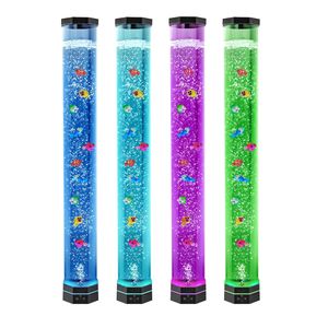 Tube à bulles sensorielles de 3,3 pieds avec 10 poissons flottants, 16 effets de couleur, lampe d'aquarium télécommandée, lampe à bulles sensorielle, lampes de table - Product Image 1