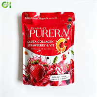 Poudre de Collagène Gluta 300000mg Fraise Vitamine C Éclaircissant Raffermissant pour la Peau Boisson en Poudre au Collagène