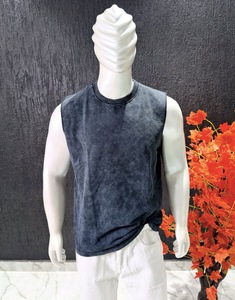 Camiseta sin mangas para hombre, chaleco de gimnasio, azul, algodón lavado, para fitness, entrenamiento, camiseta muscular, ropa deportiva, fabricante OEM - Product Image 5