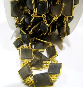 Chaîne de connecteurs en pierre de lune grise naturelle, forme libre, découpée au laser, 10-12 mm, vendue au mètre - Product Image 3