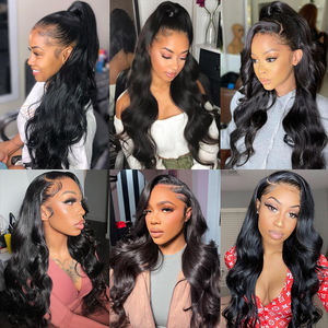 Perruque Lace Frontal Wig 13x4, cheveux humains, perruques Lace front Wig, Swiss Lace Wig, Body Wave, Full HD, 13x4, vente en gros - Product Image 5