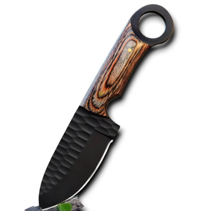 มีดทำมือจากเหล็ก 1095 แบบเต็มด้ามคมกริบ มีรูสำหรับนิ้วมือ เหมาะสำหรับการล่าสัตว์ ตั้งแคมป์ พกพา ใช้ในชีวิตประจำวัน ด้ามไม้ปักก้า คุณภาพระดับอุตสาหกรรม รับผลิตแบบ OEM/ODM - Product Image 1