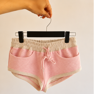 Shorts micro en molleton français pour femme, taille haute, avec cordon de serrage, doux, pour le yoga et la détente, avec poches - Product Image 5