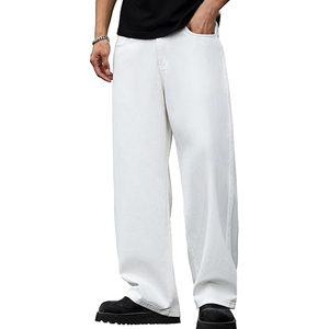 Jeans en denim ample et surdimensionné pour hommes, coupe large, style décontracté vintage streetwear, pantalon noir tendance - Product Image 1
