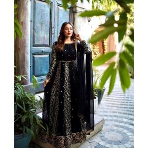 Robe de créateur faite à la main bonne qualité tissu Georgette belles paillettes broderie travail indien pakistanais vêtements prix de gros - Product Image 1