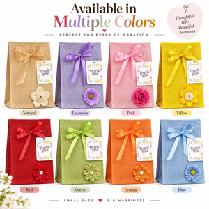Sacs cadeaux en jute naturel avec nœud en ruban et décoration florale pour mariage, fête, anniversaire, emballage cadeau festif - Product Image 4