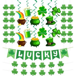 Set di 31 Decorazioni Preassemblate per San Patrizio: Ghirlande a Trifoglio, Striscioni Portafortuna, Decorazioni Irlandesi per Feste - Product Image 5
