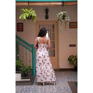 Vestido Maxi Bohemio Floral para Mujer, Largo hasta el Tobillo, Sin Mangas, Cuello en V, Verano, Algodón, Casual, Transpirable, para Vacaciones - Product Image 2