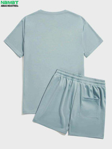 Ensemble short et haut pour homme Naimat Abbas Industries, couleur unie, style décontracté avec cordon de serrage à la taille - Product Image 4