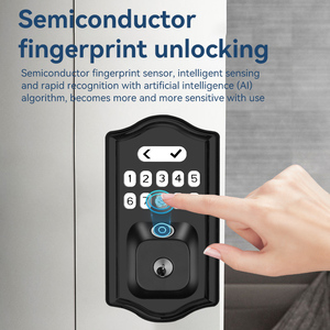 BD06 Dumb Tongue Smart Deadbolt Lock, อลูมิเนียมอัลลอยด์, ปลดล็อคด้วยลายนิ้วมือ/รหัสผ่าน/กุญแจ/แอป Tuya สำหรับประตูห้องภายในบ้านที่ทำจากไม้ - Product Image 4