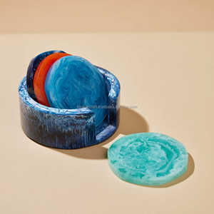 High Quality Handmade Marble <b>Resin</b> Coaster Simple Modern Design <b>Clear</b> <b>Epoxy</b> <b>Resin</b> 4 Inch Customizable Color Cup Mat Pads Mats - Product Image 4