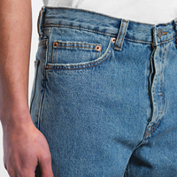 Jean évasé taille haute pour homme en denim délavé coupe ample bleu décontracté style automne