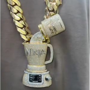 จี้เงินแท้ 925 รูปทรงมิกเซอร์แบบกำหนดเองได้ ประดับเพชรโมอิสซาไนต์ทรงบริลเลียนท์ ดีไซน์ฮิปฮอป 3 มิติ พร้อมสร้อยขนาดใหญ่สำหรับทุกเพศ - Product Image 1