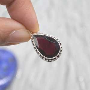 Red Garnet Teardrop Pendant Necklace Sterling Silver Gemstone Jewelry Elegant Gift For Women - Product Image 5