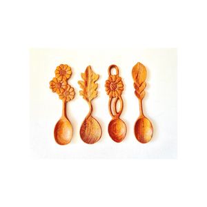 Juego de cucharas de madera con diseño floral, triple, de madera de acacia natural, muy valoradas por los consumidores, venta rápida - Product Image 4
