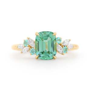 Women's Topaz Engagement Ring Radiant Cut Diamond Flower Design Prong Setting Romantic Gemstone Ring - Product Image 5