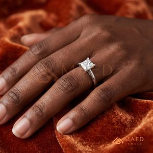 925 <b>Silver</b> Princess Cut <b>Solitaire</b> <b>Ring</b> for Women Elegant Engagement Style Sparkling Jewelry Design - Product Image 4