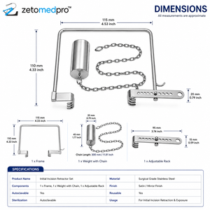 Ensemble d'incisoirs chirurgicaux à lame initiale, deux lames de 2 pouces, cadre et poids avec chaîne ZETOMEDPRO - Product Image 5