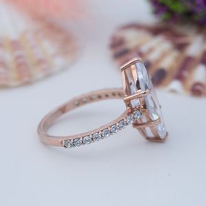 Anillos de Compromiso y Matrimonio de Plata 925 con Baño de Oro Rodio y Moissanita, Joyería Fina de Lujo para Mujer - Product Image 3