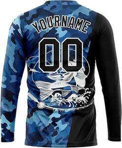 เสื้อทีมตกปลาแบบกำหนดเองใหม่ UPF 50+ พิมพ์โลโก้ชื่อและหมายเลข เสื้อคุณภาพสูงแบบระเหิดสี เสื้อตกปลาน้ำหนักเบา - Product Image 2