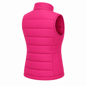 <b>Women's</b> Pink Puffer <b>Vest</b> Stand Collar Breathable 220g Woven Polyester/Nylon Zipper Closure Sleeveless Solid Color Casual Winter - Product Image 6
