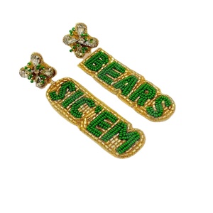 Bears Beaded Earrings Custom Boho Beaded Earrings Trendy Handmade Seed Bead Dangle Earrings Colour for Wedding or <b>Memorial</b> Day - Product Image 1