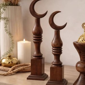 Décoration de table islamique de luxe en bois en forme de croissant, décoration de maison musulmane, ornement arabe fait main pour l'Aïd Moubarak - Product Image 6