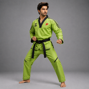 Combinaison de taekwondo Performance double V conçue avec un tissu léger, une coupe flexible et un confort respirant pour la pratique des arts martiaux. - Product Image 4