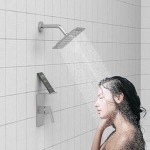 Set Doccia a Pioggia Rettangolare da 8 Pollici con Soffione Singolo, Rubinetto e Kit Decorativo con Portaoggetti - Modello C - Product Image 2