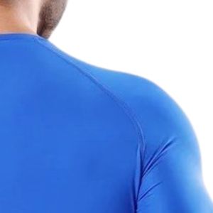 Camiseta de Compresión de Manga Larga para Hombre, Cuello Redondo, Color Azul Rey, Ajuste Delgado, para Gimnasio, Entrenamiento, Deportes y Actividades - Product Image 4