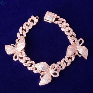 Bracelet pour homme en diamants de laboratoire VVS1, style papillon, chaîne cubaine, bracelet tendance pour rappeur. - Product Image 6