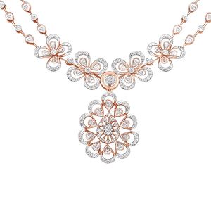 Collar con Colgante de Diamantes Cultivados en Laboratorio en Oro Rosa con Diseño Floral en Cascada - Product Image 3