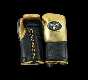 Guantes de Boxeo RTS de Alta Calidad Pro Fighting No Boxing No Life, Cuero Genuino Negro y Dorado, No Boxing No Life - Product Image 4