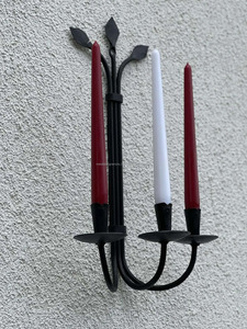 Aplique de pared de hierro forjado a mano con candelero duradero de tres candelabros de Metal para decoración navideña - Product Image 3