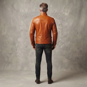 Custom Men's PU <b>Leather</b> Bomber Flight <b>Jacket</b> <b>Plus</b> <b>Size</b> Waterproof Breathable Eco-Friendly Windproof Winter Coat OEM Front - Product Image 5