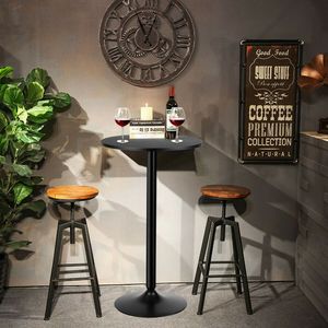 Mesa de Cóctel Redonda de Estilo Moderno de 24 Pulgadas con Base de Metal y Tablero de MDF para Áreas de Bar - Product Image 2