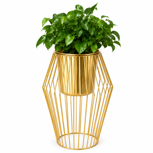 Gold Metal Plant <b>Stand</b> with Flower <b>Pot</b> Indoor Decorative Planter Plant Holder for Living Room Office Home Garden Decoration - Product Image 2