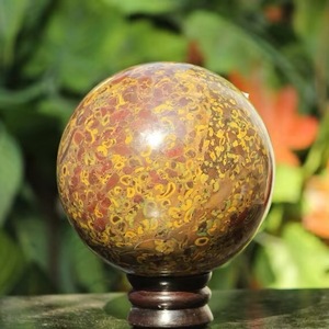 Custom Carved Natural Yellow Fruit Jasper <b>Sphere</b> Healing Gemstone Fossil Coral Azubilite <b>Crystal</b> Ball Metaphysical Dynamic - Product Image 3