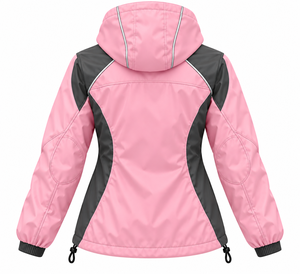 Chaqueta Cortavientos Técnica Rosa Personalizada para Mujer, Exterior de Tafetán, Revestimiento Impermeable de TPU, Forro de Malla, Costuras Reflectantes, Suministro B2B - Product Image 2