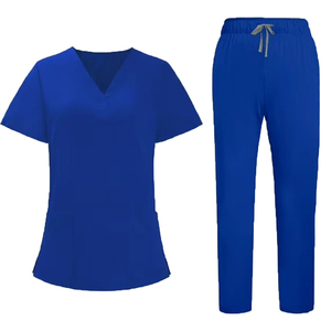 Nouvel ensemble de blouses médicales bleu roi pour femmes, col en V, manches courtes, pantalon uniforme, tenue médicale d'hôpital - Product Image 4