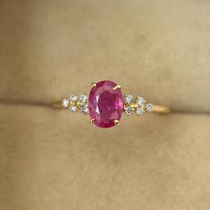 Bague en rubis rose naturel, argent sterling 925 plaqué or 14 carats, style vintage, pour votre partenaire - Product Image 1