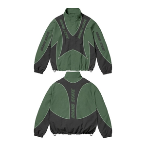 Conjunto de chándal urbano personalizado para hombre, verde y negro, chaqueta cortavientos extragrande, pantalones deportivos, ropa deportiva de dos piezas a la moda urbana - Product Image 2