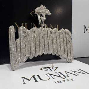 Colgante de Plata 925 con Diamante Moissanita VVS de Corte Brillante, Chapado en Plata, Certificado IGI, Estilo Hip Hop, Personalizado con Nombre para Hombre - Product Image 4