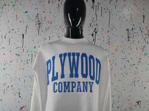 Sudadera de cuello alto PLYWOOD COMPANY WHITE 100% azul cielo con apliques bordados, sudadera de cuello ancho con hilos finos - Product Image 4