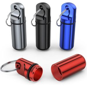 Small Portable Keychain Pill <b>Box</b> 4-Pack <b>Mini</b> Metal Case Aluminum Alloy Medicine Organizer for Easy Medication <b>Storage</b> - Product Image 3