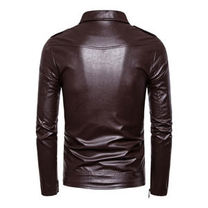 Veste en cuir classique pour homme, style motard, pour un usage quotidien décontracté, en cuir véritable, veste d'hiver. - Product Image 2