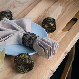 Ronds de serviette ronds en fil métallique pour centres de table de fête Unique Home Decor Rond de serviette Bois et papier avec matériau en fer - Product Image 3